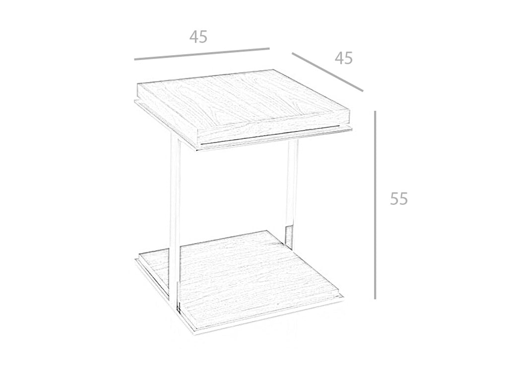 Mesa de café de nogal con estructura metálica Angel Cerdá