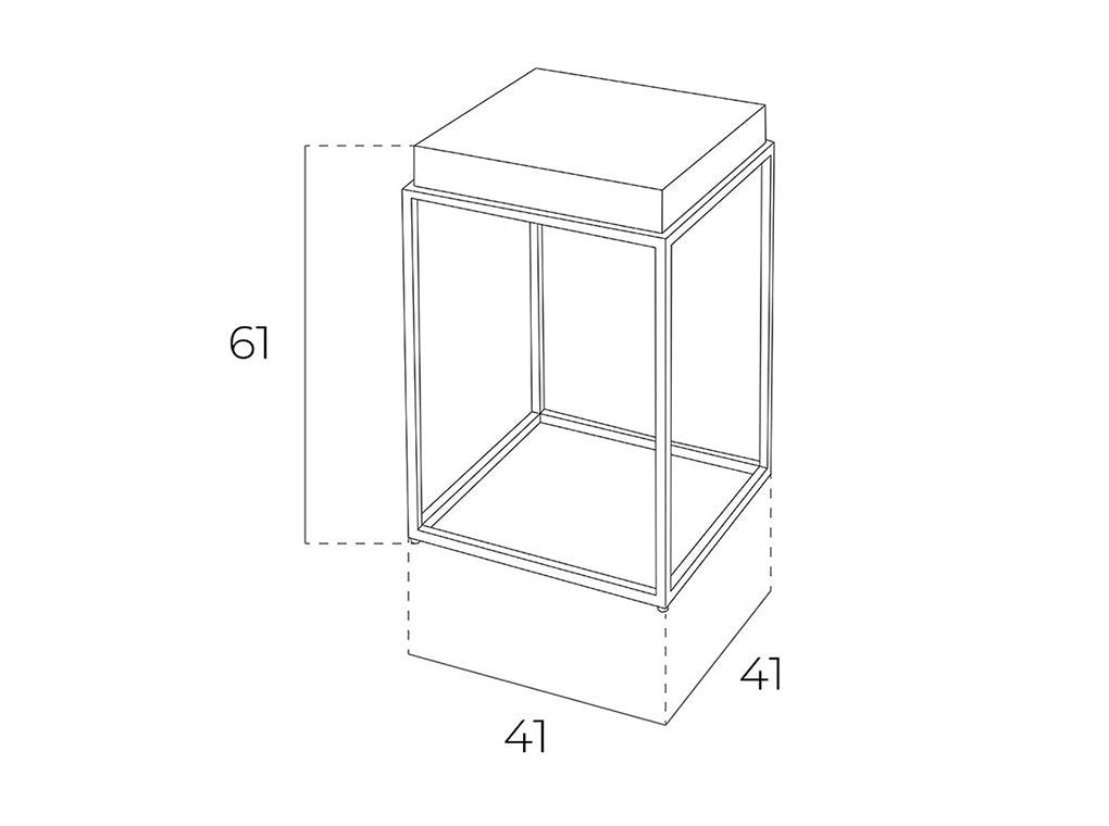 Mesa lateral de madera blanca con soporte metálico Angel Cerdá