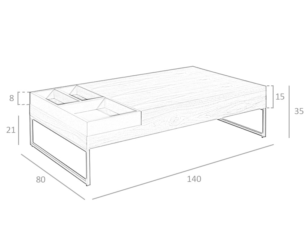 Mesa de café de roble con soporte metálico Angel Cerdá