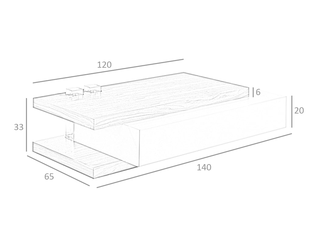 Mesa de café de nogal con cajón central y recipientes de vidrio Angel Cerdá