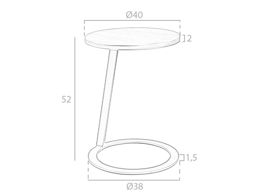 Mesa lateral de nogal con soporte metálico Angel Cerdá
