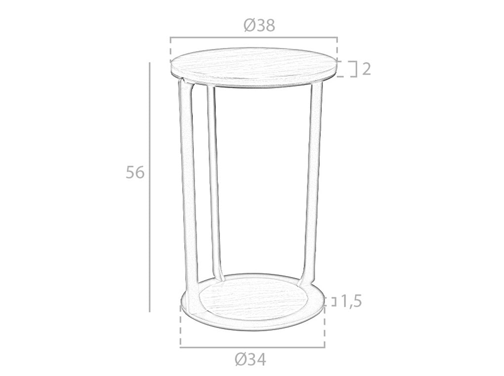 Mesa lateral de chapa de nogal y acero epoxi negro Angel Cerdá
