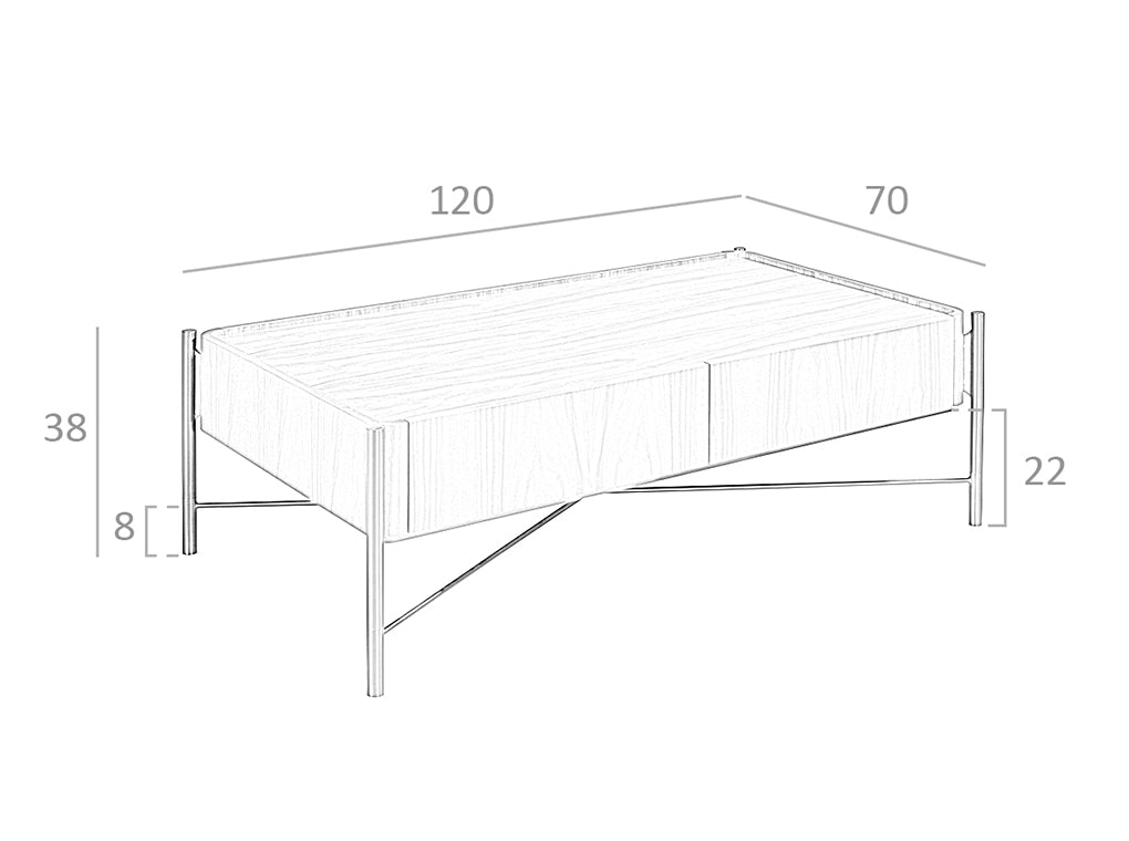 Mesa de café de roble con soporte metálico Angel Cerdá
