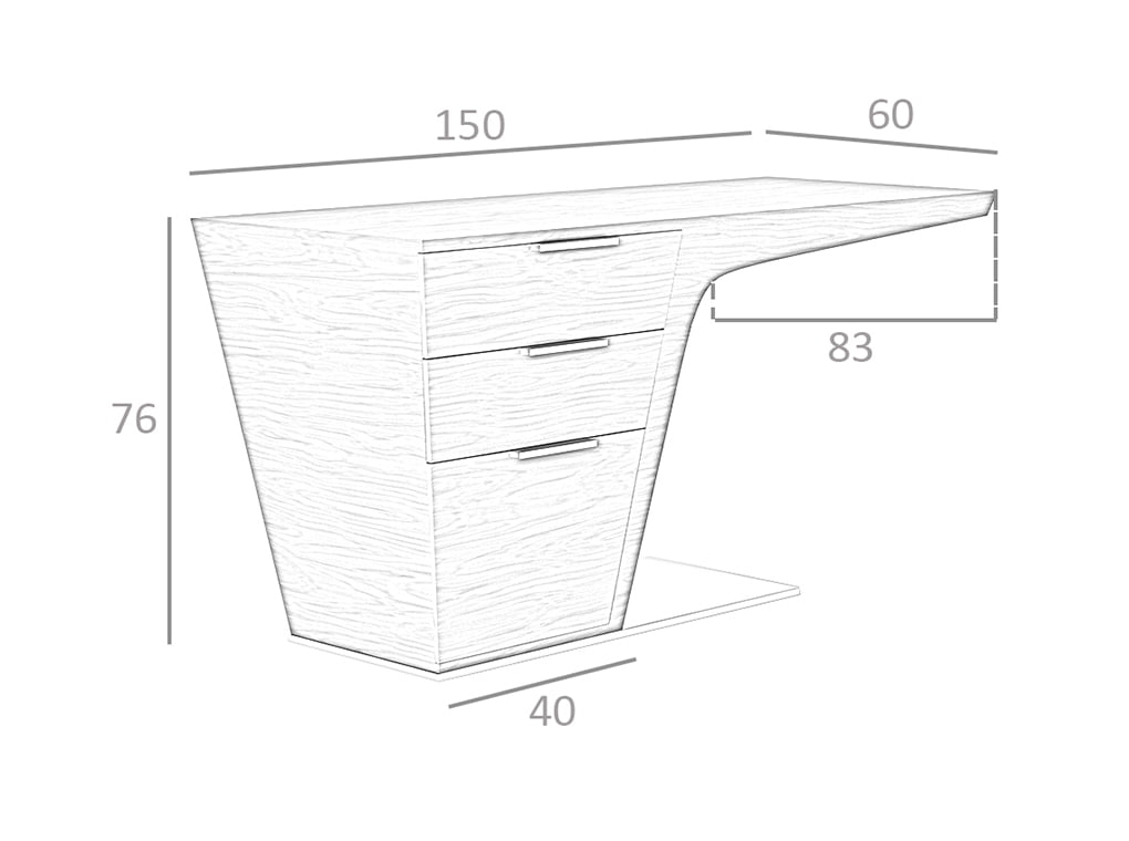 Mesa de trabajo de madera chapada en nogal con cajones de Angel Cerdá