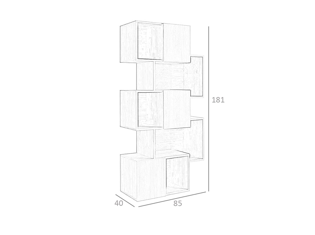Biblioteca con estantes irregulares de madera de nogal con puertas de Angel Cerdá