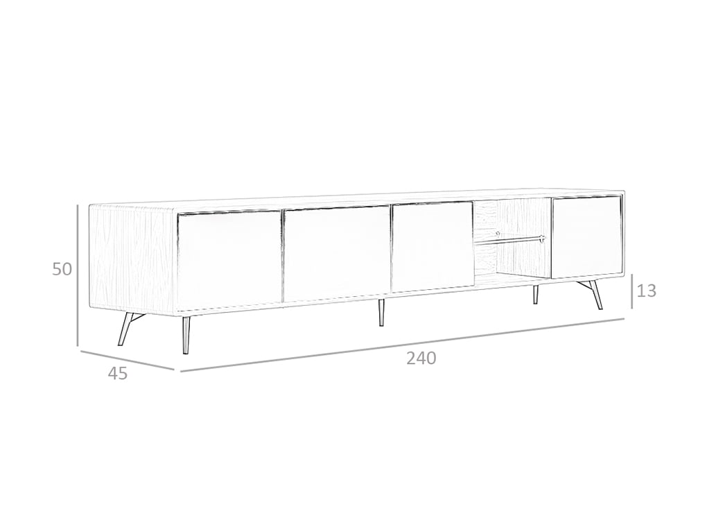 Cómoda de TV de Nogal y Vidrio Negro con Efecto de Espejo Angel Cerdá