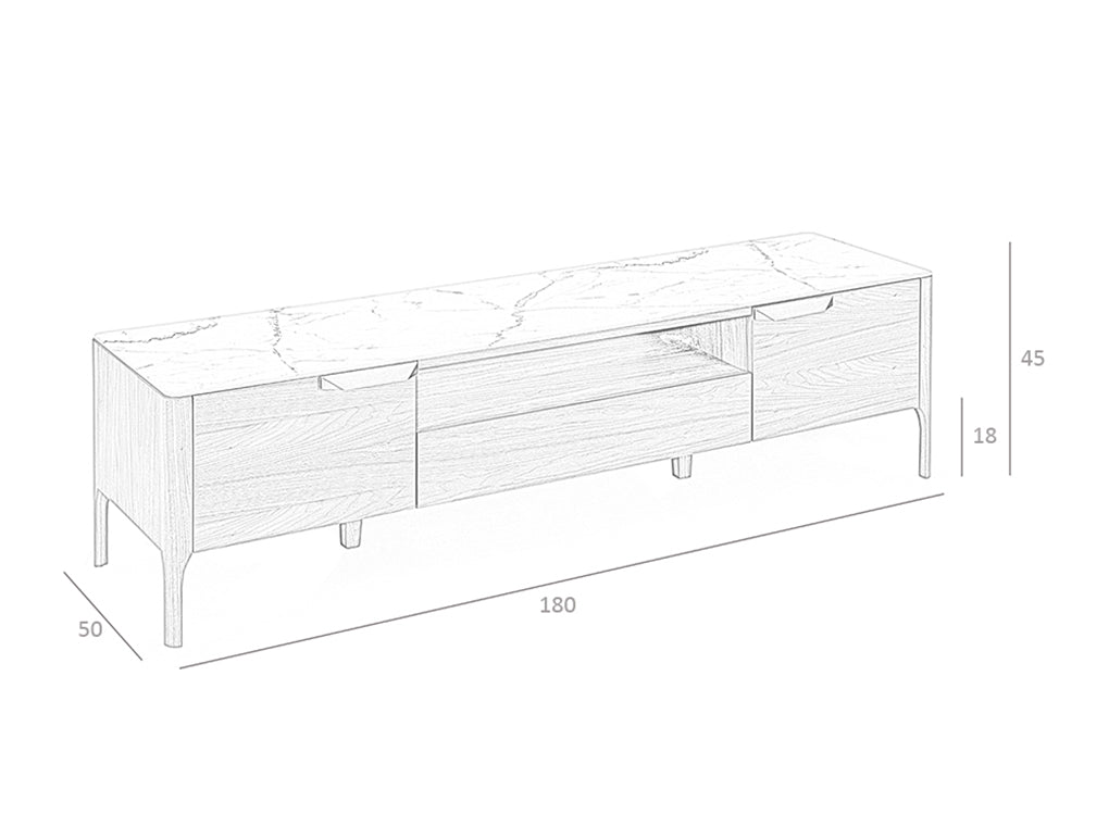 Cómoda de TV de Nogal con Tablero de Fibra de Vidrio con Efecto de Mármol Angel Cerdá