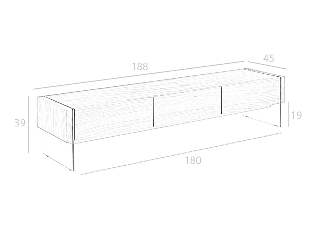 Cómoda de TV de Nogal con patas de Cristal Angel Cerdá