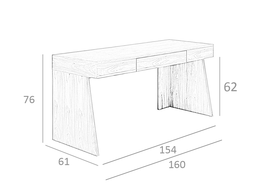Escritorio de madera de nogal con cajones y soporte metálico Angel Cerdá