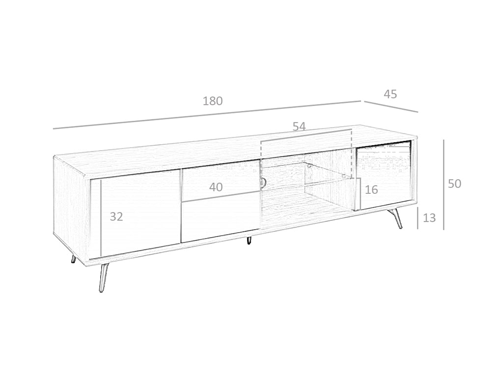 Cómoda de TV de Nogal con Vidrio Negro Efecto Espejo Angel Cerdá