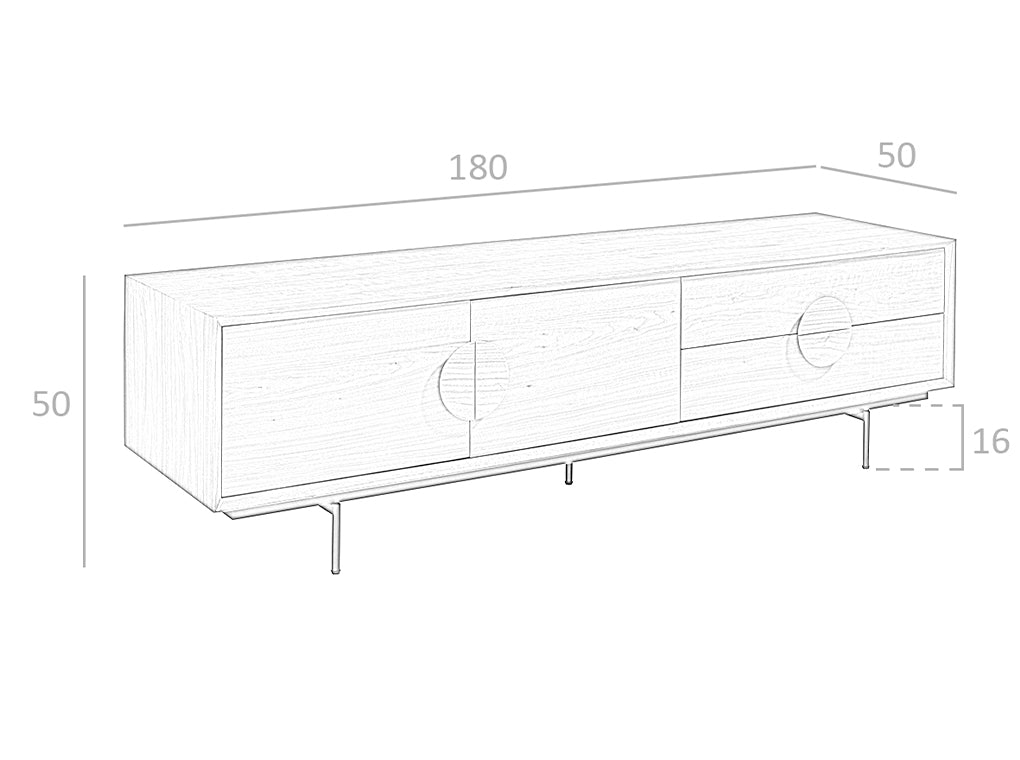 Cómoda de TV de madera de nogal con patas de acero negro Angel Cerdá