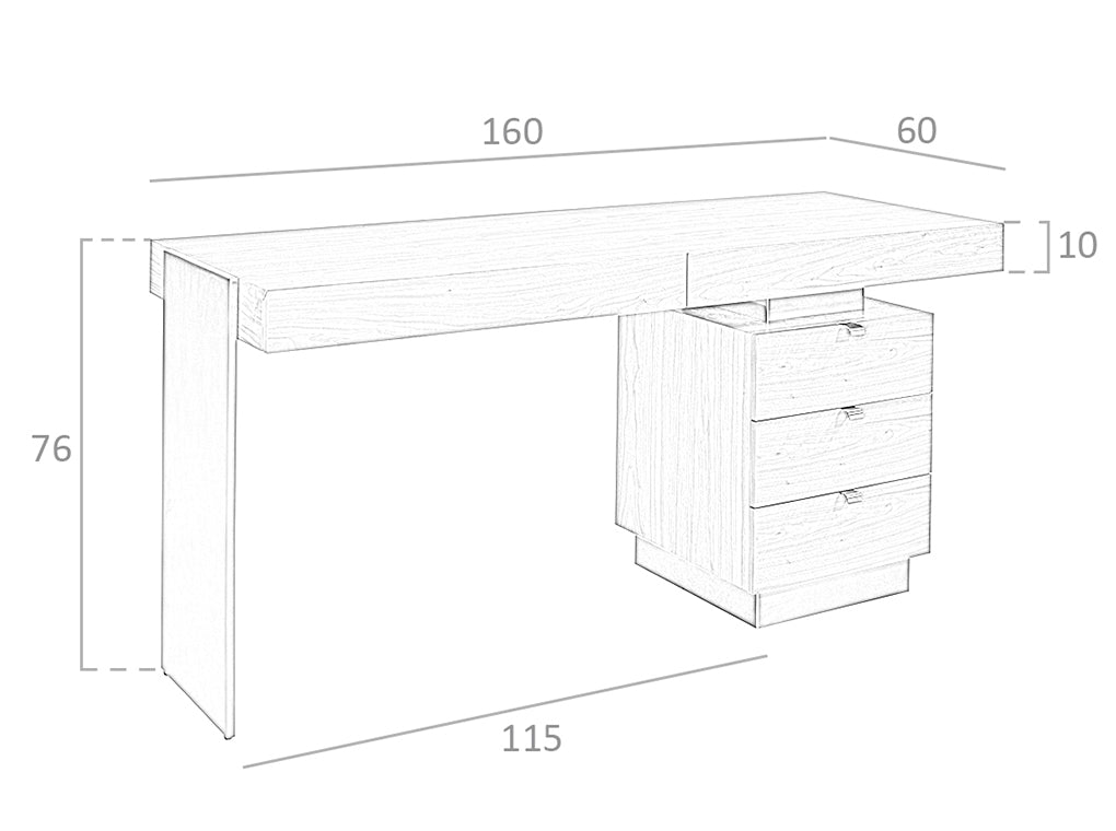 Mesa de trabajo de madera de nogal y acero pulido Angel Cerdá