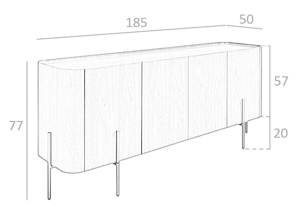 Cómoda de Nogal y Acero con 4 Puertas de Cristal de Seguridad Angel Cerdá