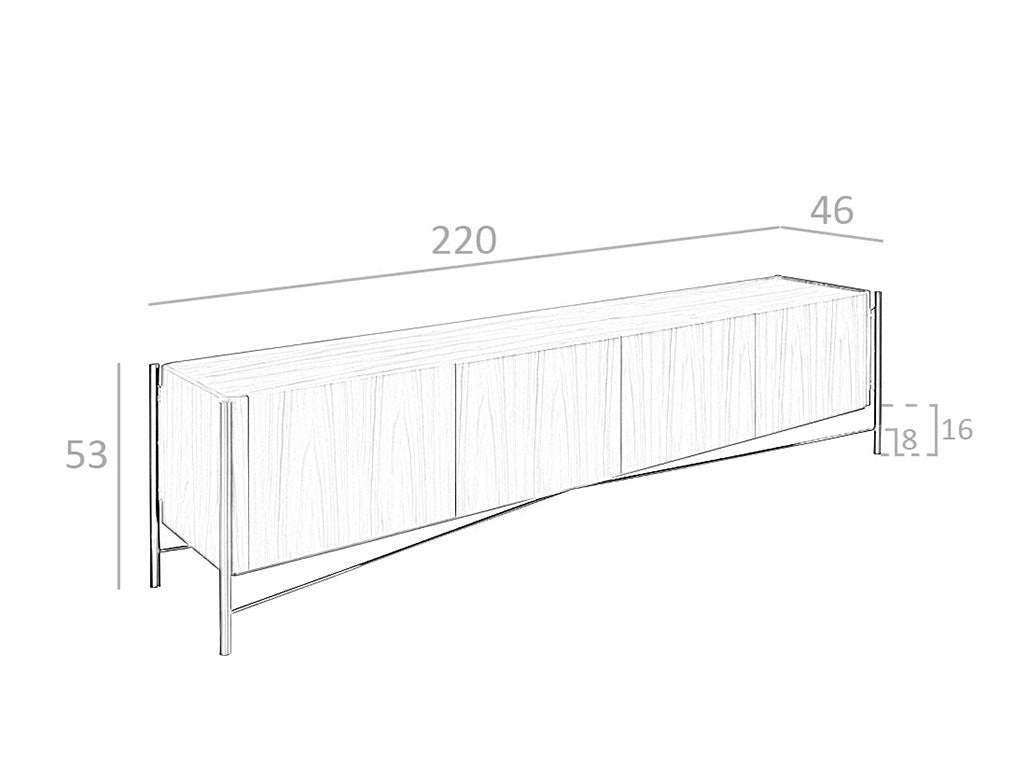 Cómoda de TV de Nogal con estructura de Acero Inoxidable Angel Cerdá