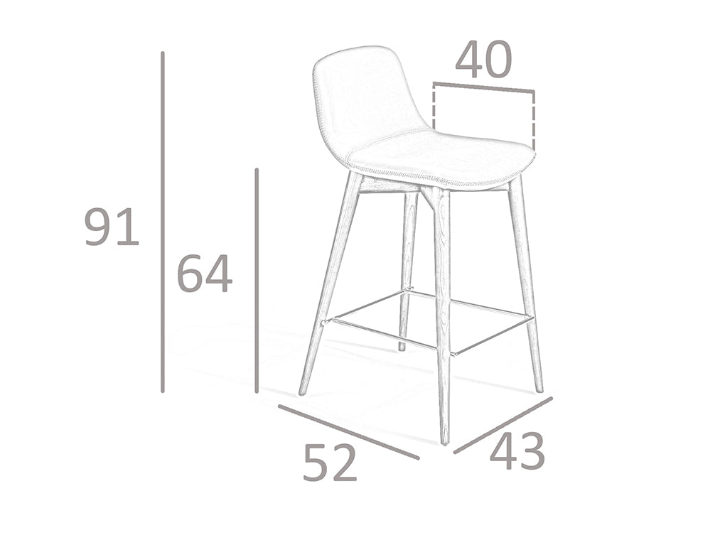 Taburete de bar tapizado en marrón Angel Cerdá.