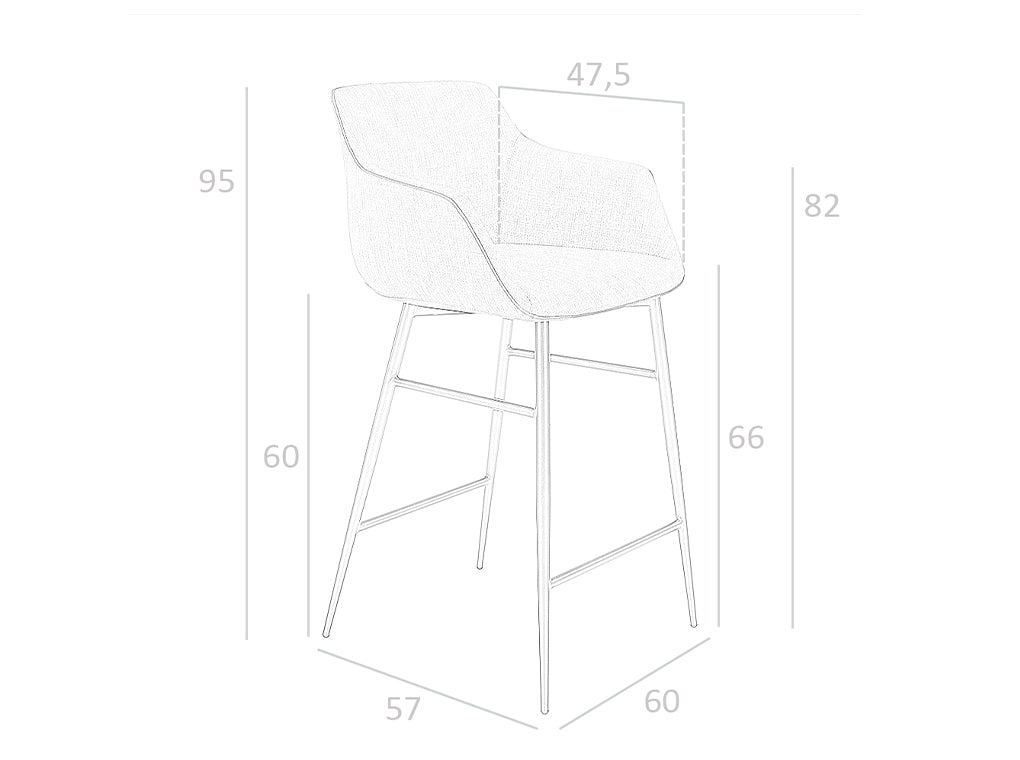 Taburete de bar en material gris con estructura negra de Angel Cerdá.