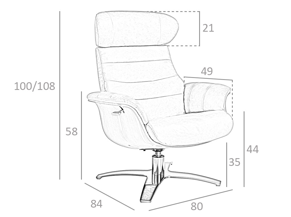 Sillón giratorio tapizado en piel de vaca beige de Angel Cerdá