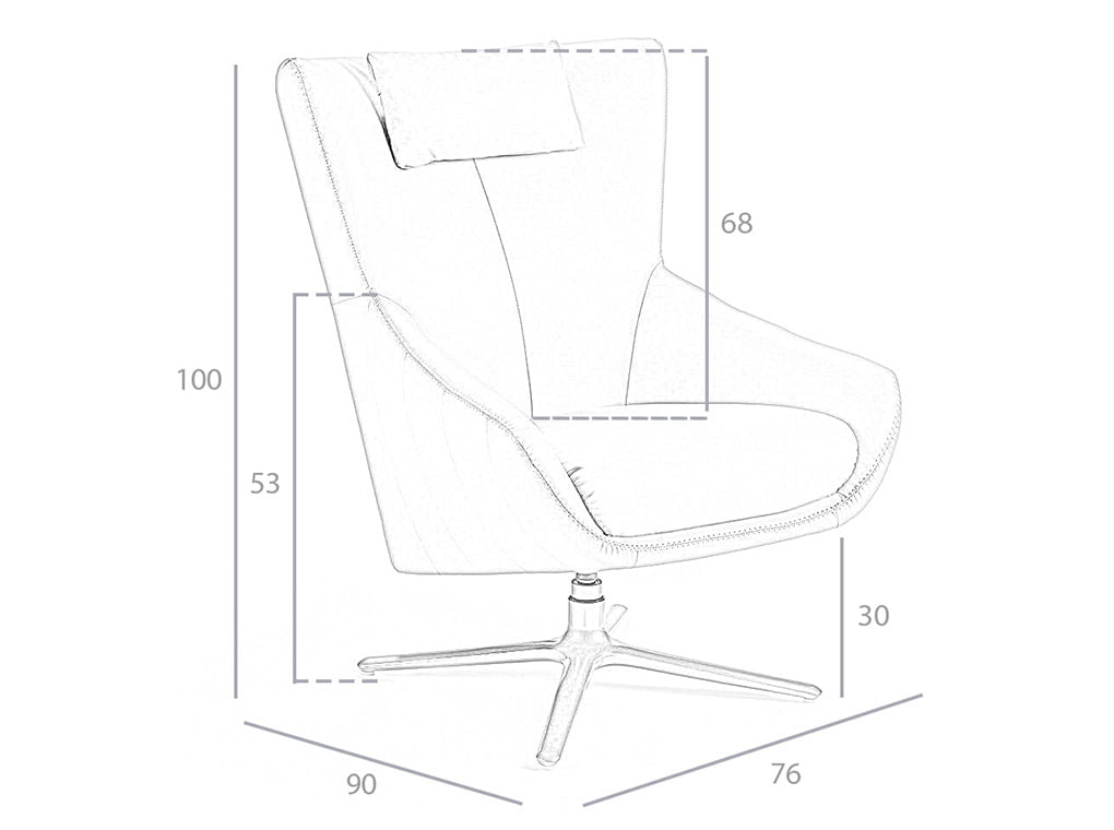 Sillón giratorio de piel con cojín desmontable Angel Cerdá