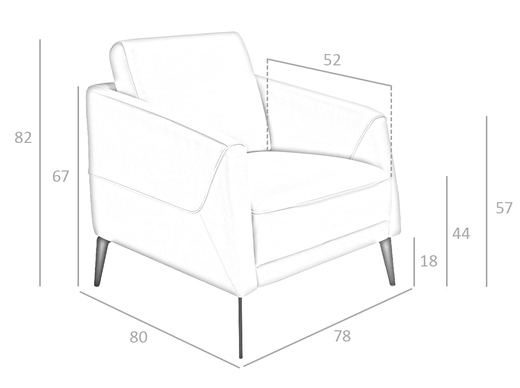 Sillón tapizado en piel gris topo de Angel Cerdá