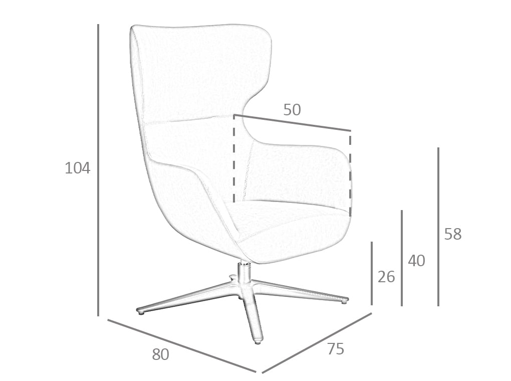 Sillón tapizado blanco con brazos de nogal