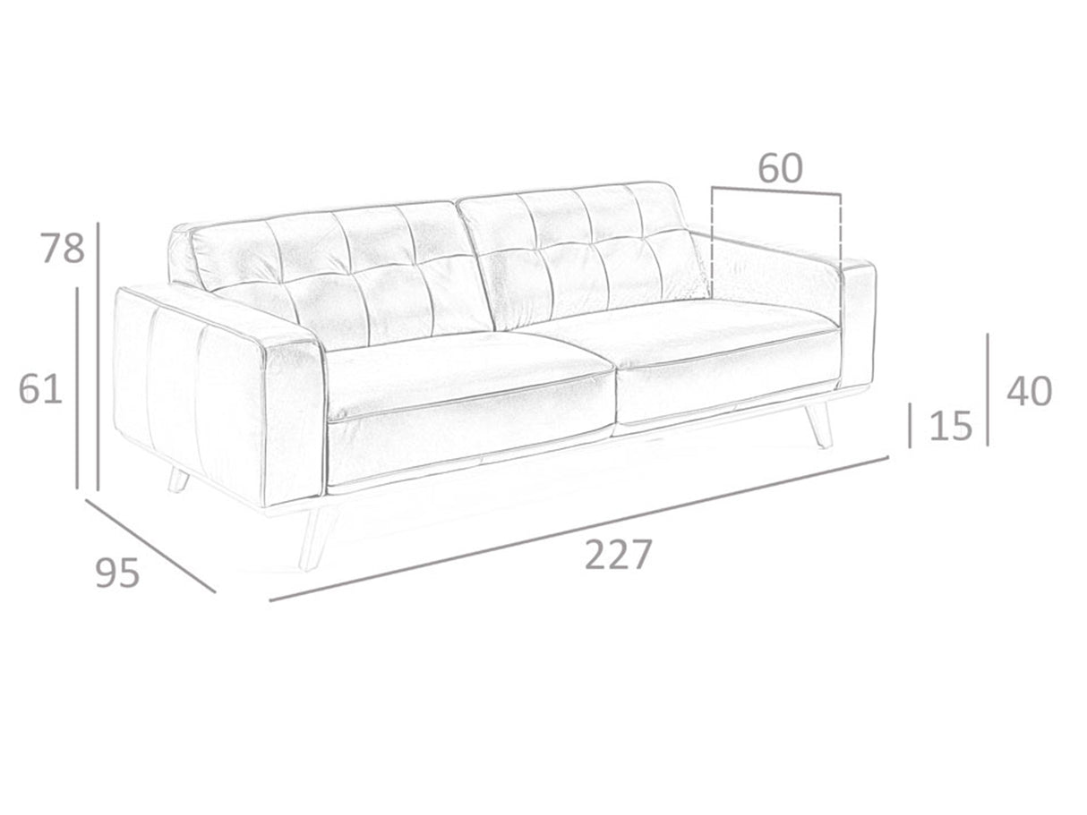 Sofá de tres plazas tapizado en piel negra Angel Cerdá