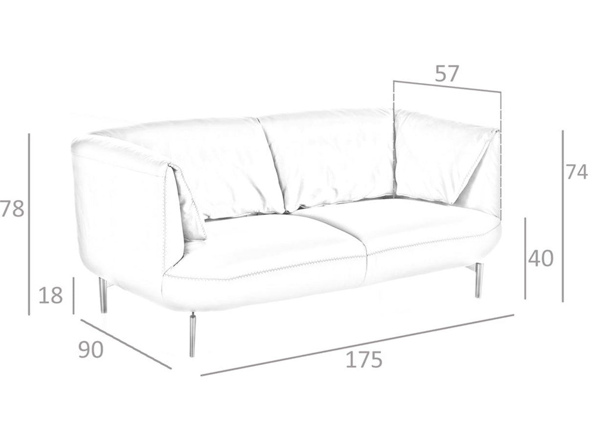 Sofá de piel de vaca gris con brazos y estructura de madera Angel Cerdá