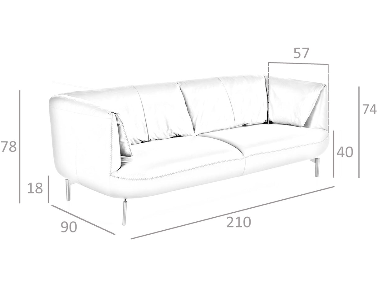 Sofá moderno de tres plazas de piel de vaca gris de Angel Cerdá