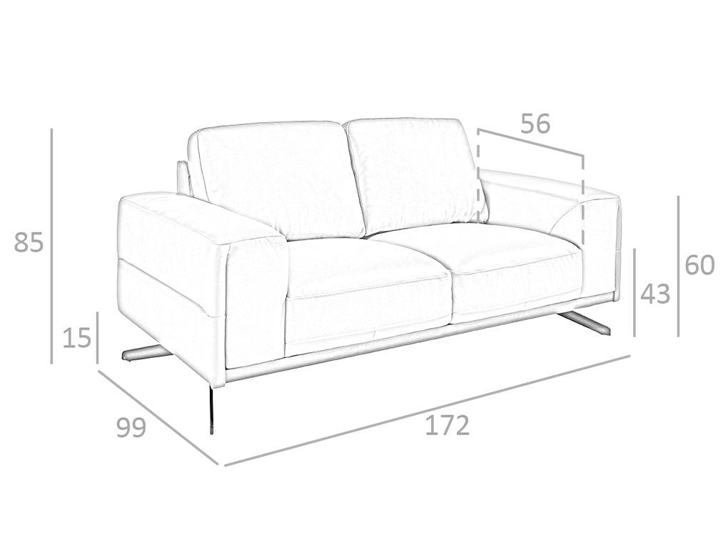 Sofá de dos plazas tapizado en piel de color arena de Angel Cerdá