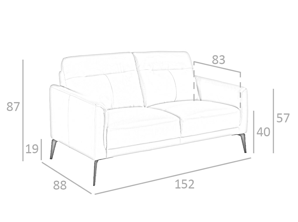 Sofá de dos plazas tapizado en piel gris-taupe Angel Cerdá