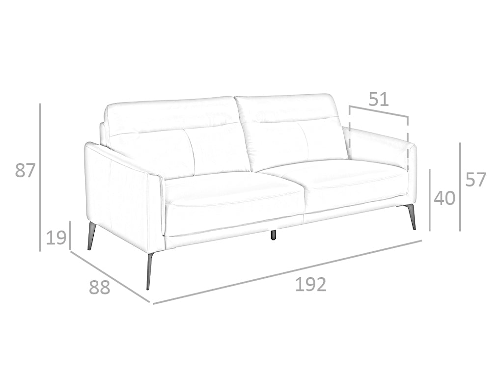 Sofá de 3 plazas tapizado en piel gris-taupe Angel Cerdá.
