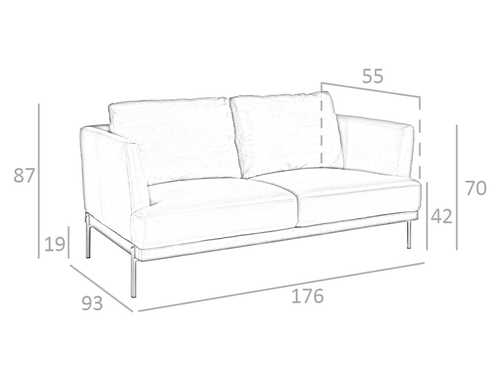 Sofá de dos plazas tapizado en piel marrón Angel Cerdá