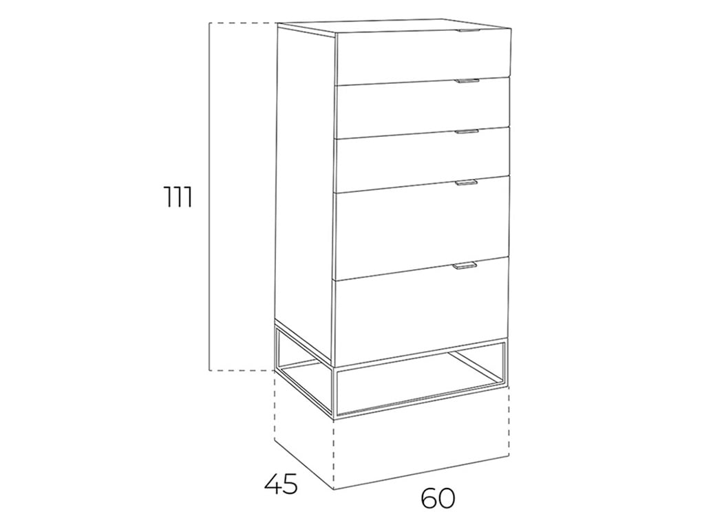 Cómoda moderna de DM con patas de acero negro Angel Cerdá
