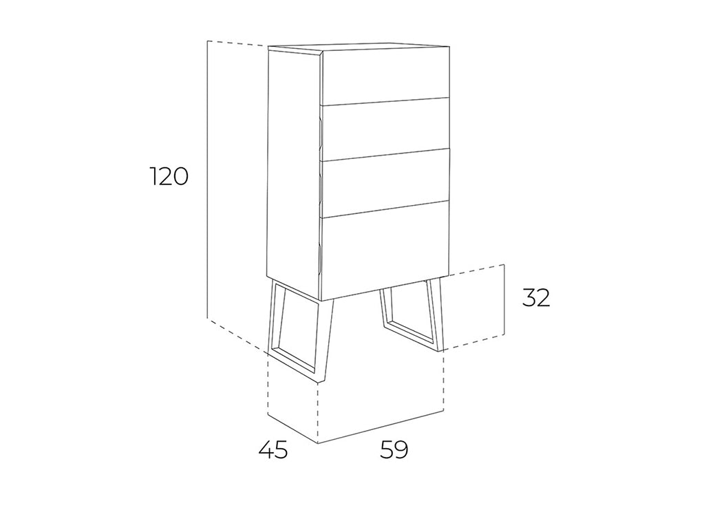 Cómoda de Nogal con 4 cajones Angel Cerdá