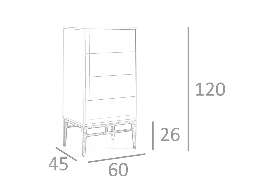 Cómoda moderna de DM lacado y madera enchapada de nogal Angel Cerdá