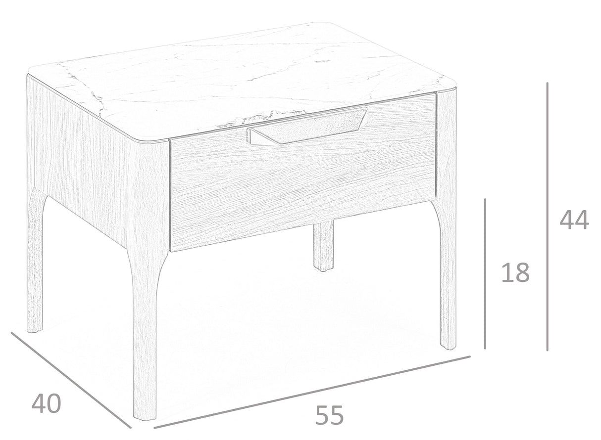 Mesa de noche de Nogal y Fibra de Vidrio con efecto de Mármol Angel Cerdá