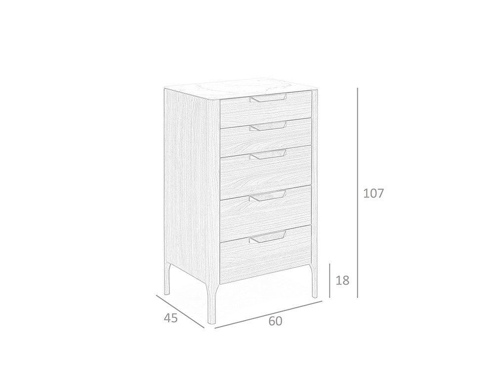 Cómoda de Nogal y Cristal con Imitación de Mármol Angel Cerdá