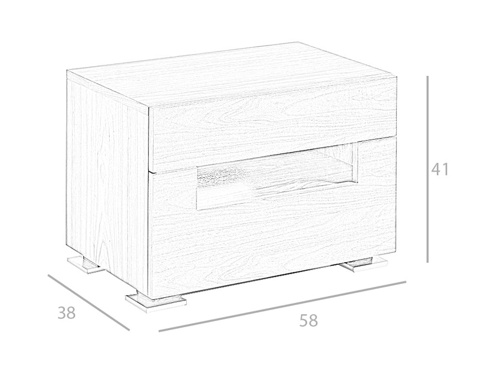 Mesa de noche de roble con soporte metálico Angel Cerdá