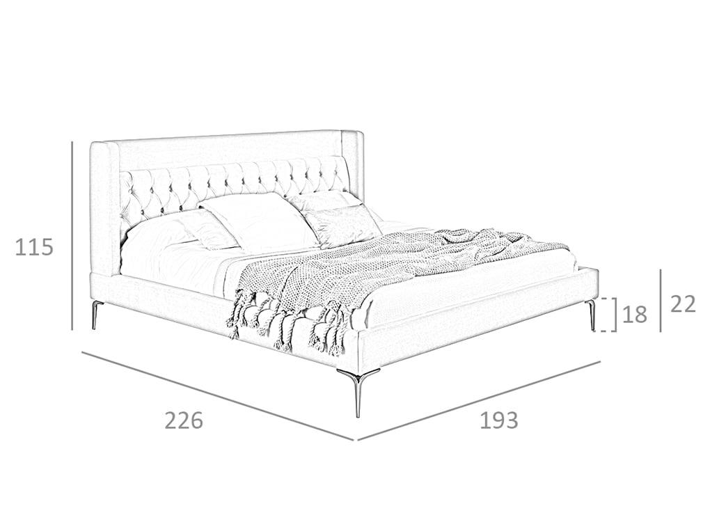 Cama doble tapizado con material aterciopelado matelassé Angel Cerdá.