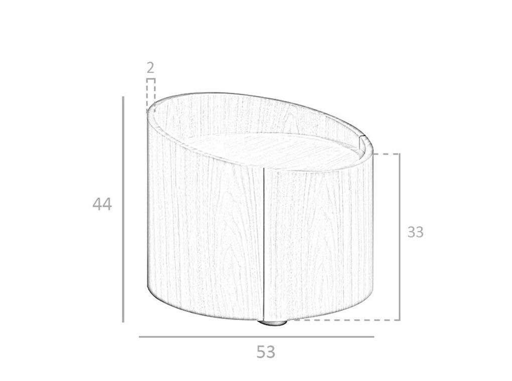 Mesa de noche redonda de nogal con cajón Angel Cerdá