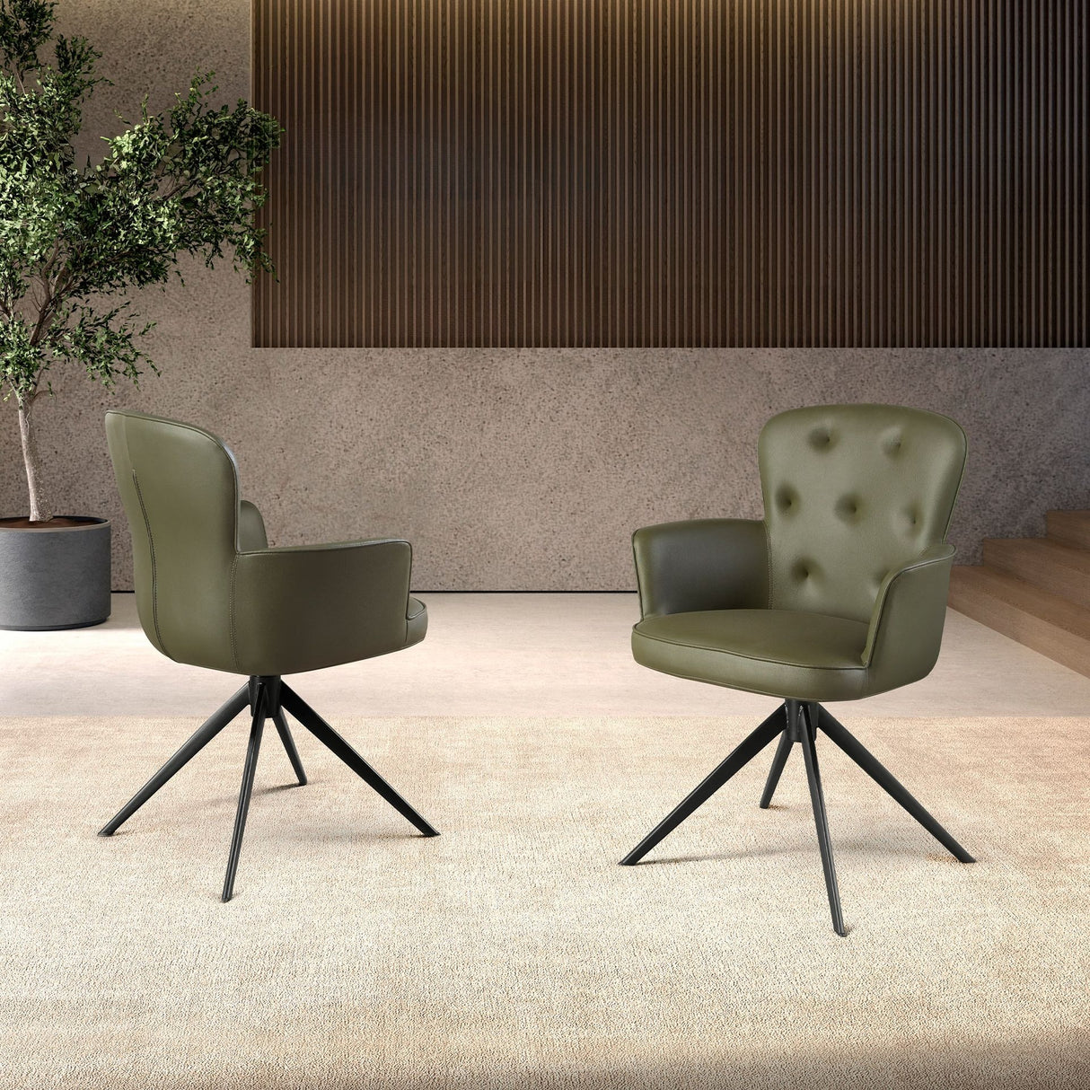 Silla giratoria verde con patas negras | Luxet.es