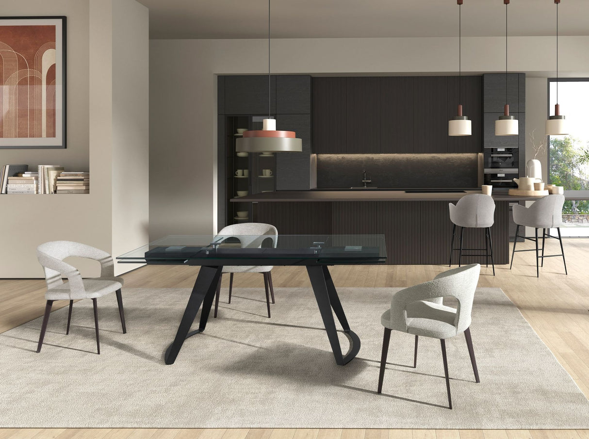 Taburete con reposabrazos gris claro y patas negras | Luxet.es