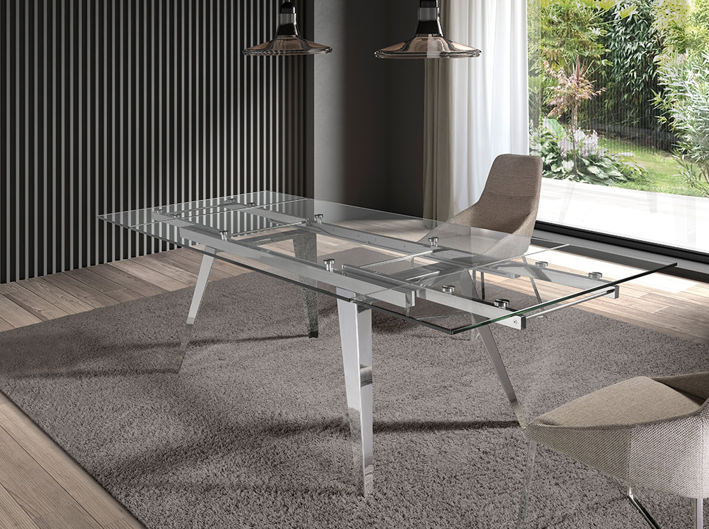 Mesa de comedor con tapa de vidrio y extensiones Angel Cerdá
