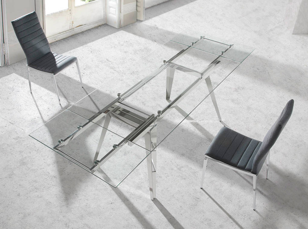 Mesa de comedor con tapa de vidrio y extensiones Angel Cerdá