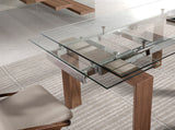 Mesa de comedor extensible de vidrio con patas de nogal 160x90cm Angel Cerdá