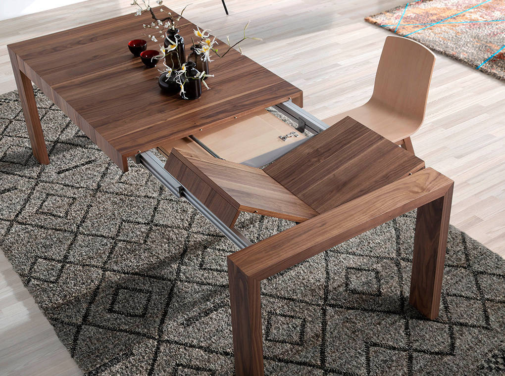 Mesa de comedor extensible de nogal con diseño moderno 160/260x100 cm Angel Cerdá