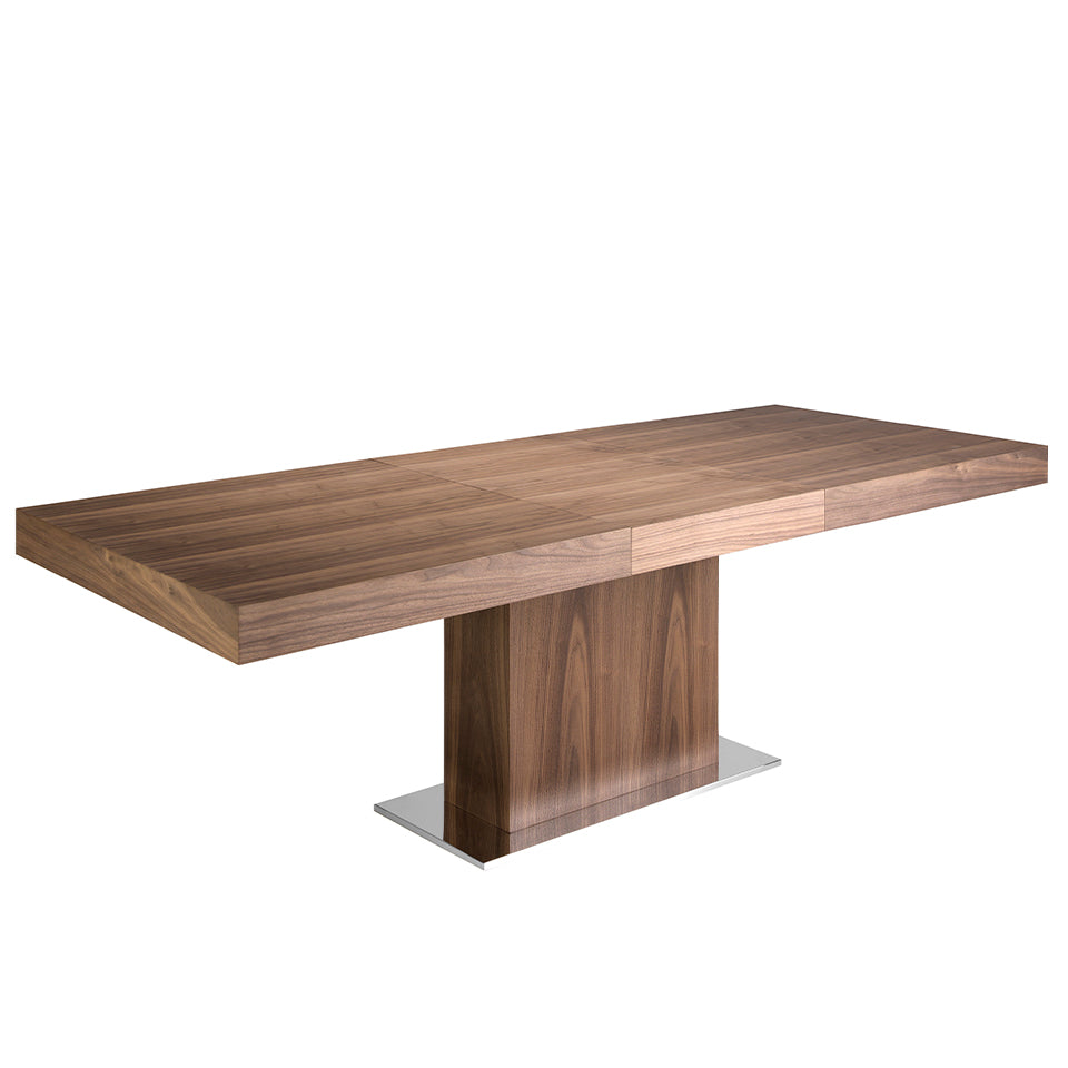 Mesa extensible de comedor de nogal con soporte metálico Angel Cerdá