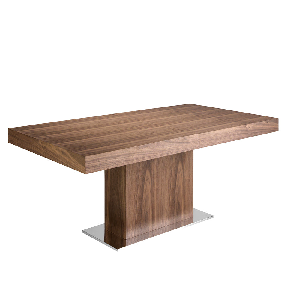 Mesa extensible de comedor de nogal con soporte metálico Angel Cerdá