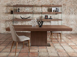 Mesa extensible de comedor de nogal con soporte metálico Angel Cerdá