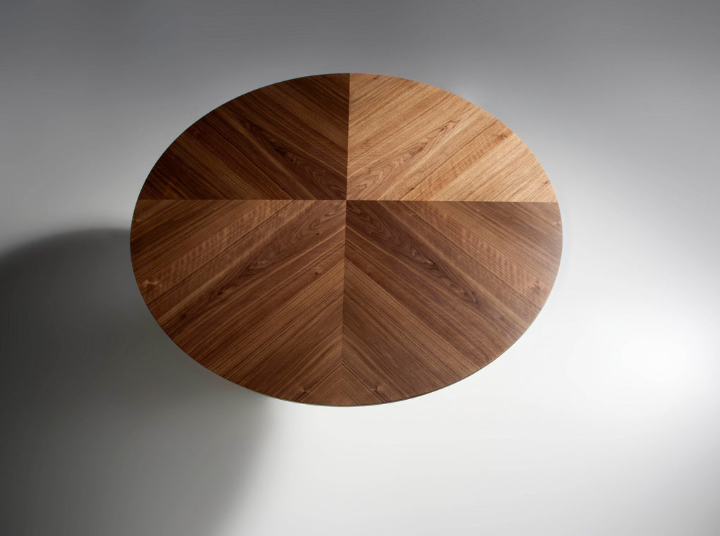 Mesa de comedor redonda de nogal con centro giratorio de porcelana ø150cm Angel Cerdá