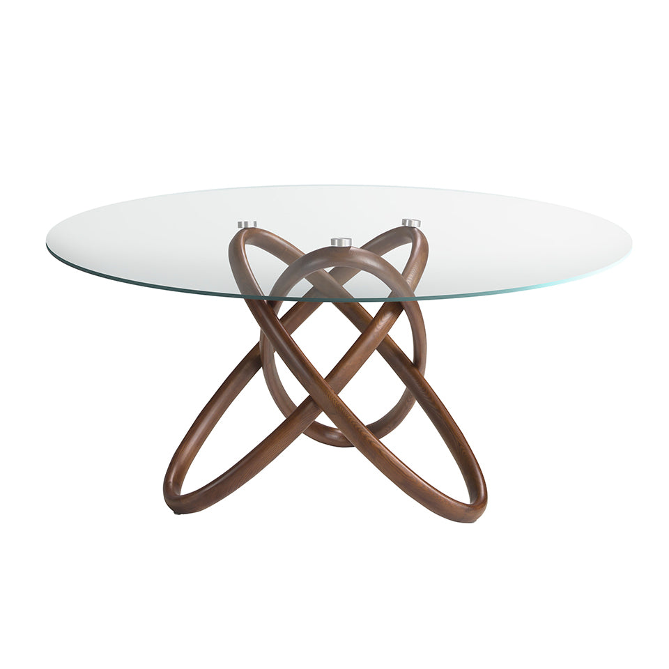 Mesa de comedor redonda de vidrio y fresno nogal ø140cm Angel Cerdá